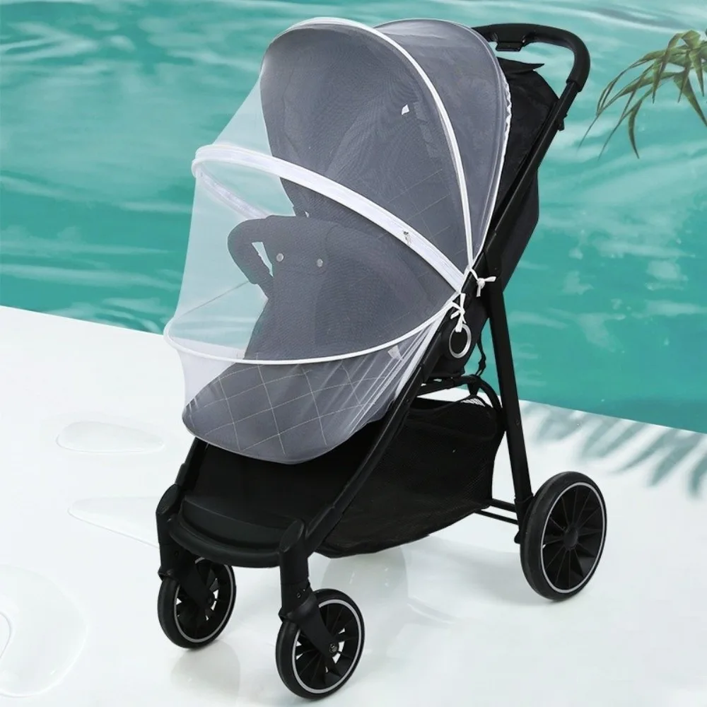 Ventilate Stroller Mosquito Net Zipper Folding Pushchair Mosquito Net Mesh Cartoon Embroidery Baby Mosquito Cover