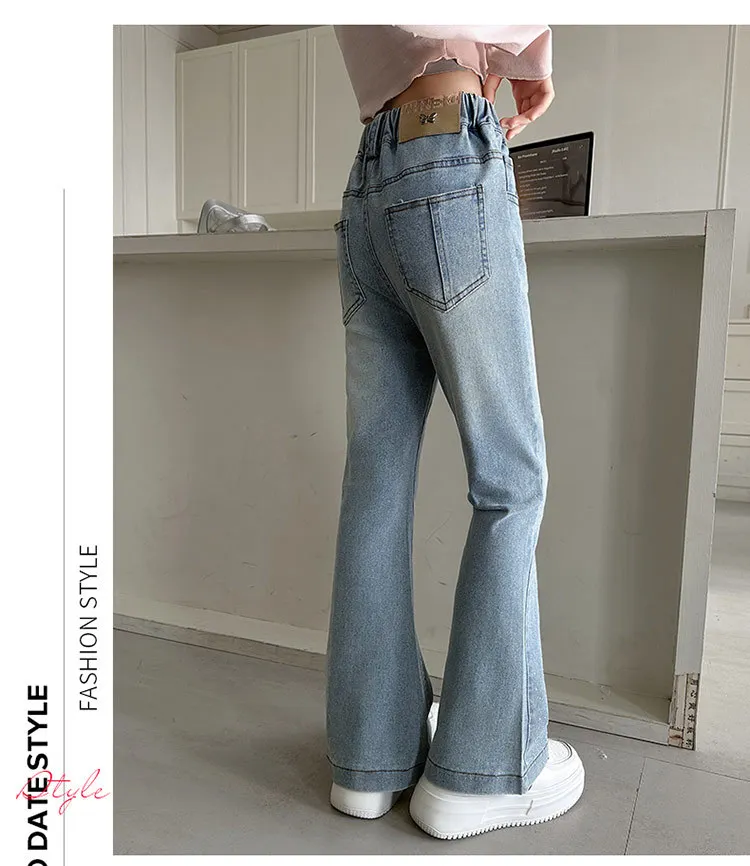 جينز ربيعي جديد للأطفال البنات لعام 2025 سروال جرس مرن للأطفال على شكل فراشة سراويل خريف من قماش الدنيم 4 5 8 10 11 12 13 سنة #3