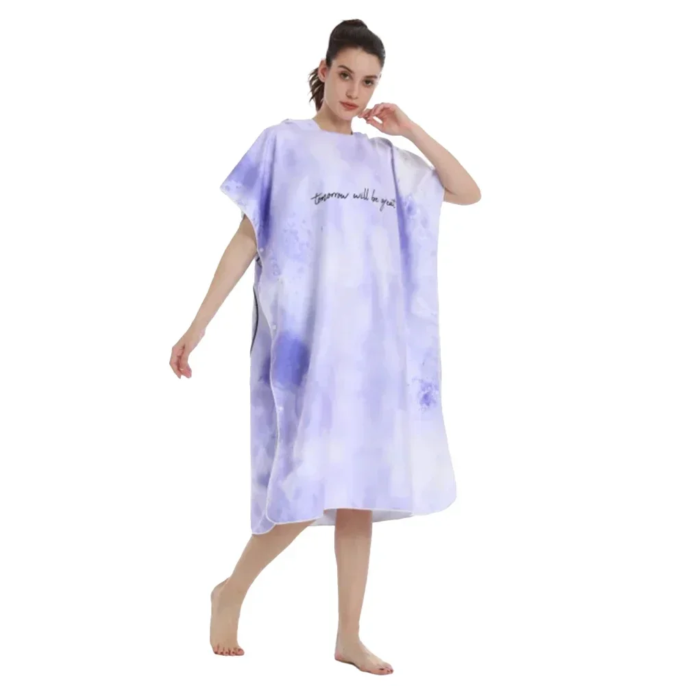 Printed Hooded Beach Towel For Adults Quick Dry Swimming Pool Poncho Bath Towel With Cloak Bathrobe