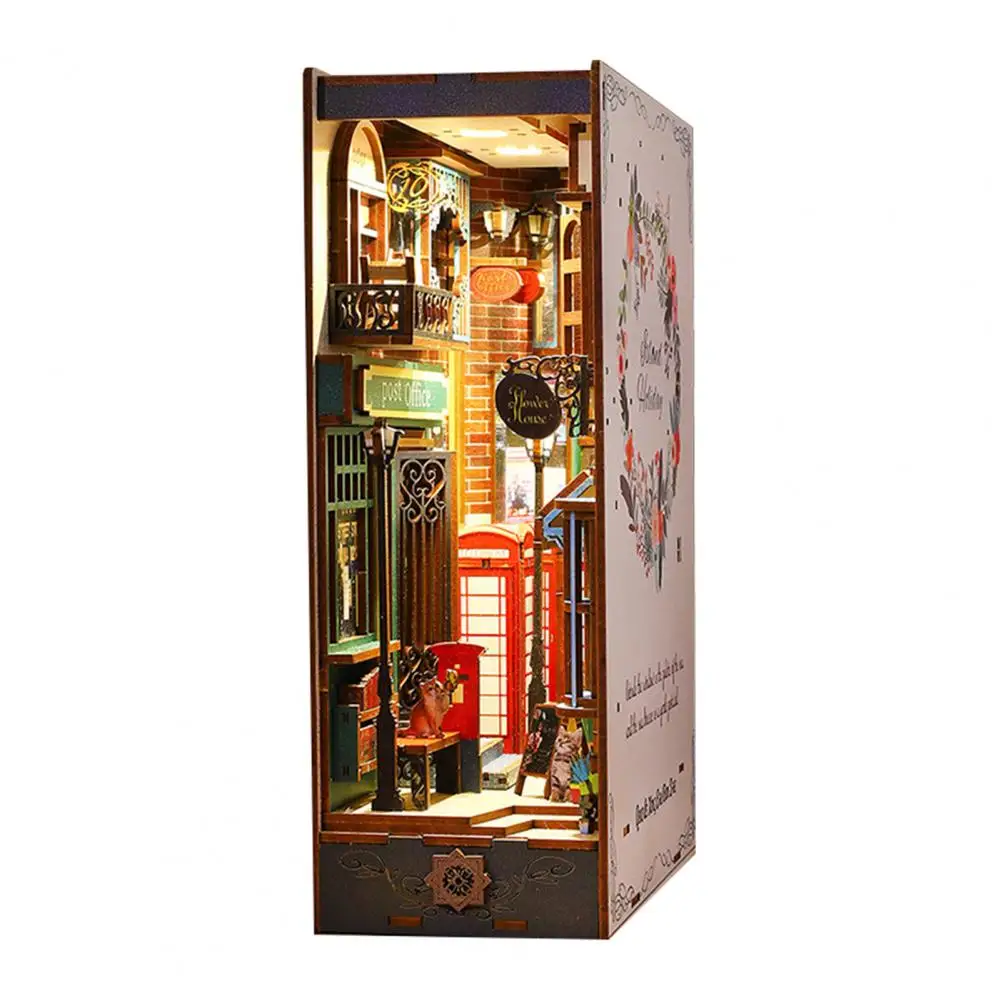 1 Set Book Nook Dollhouse Authentic Restoration Richly Structured Decoration Wood 3D Holiday Sea Island Booknook Model Dollhouse