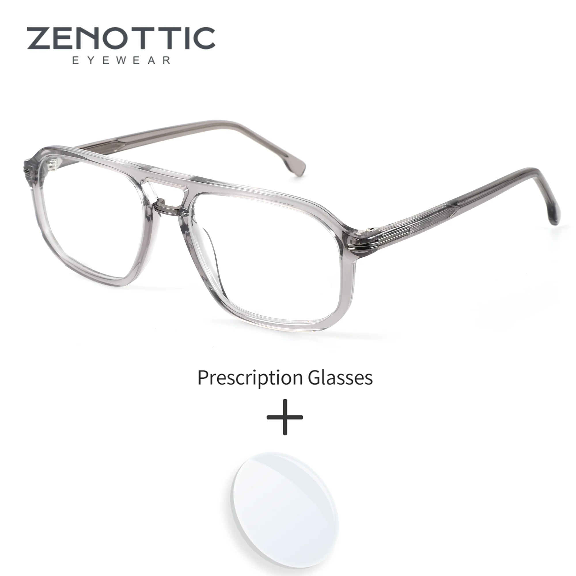 

ZENOTTIC Custom Prescription Glasses Men Pilot Acetate For Myopia With Progressive Blue Light Lenses Driving Optical Eyewear