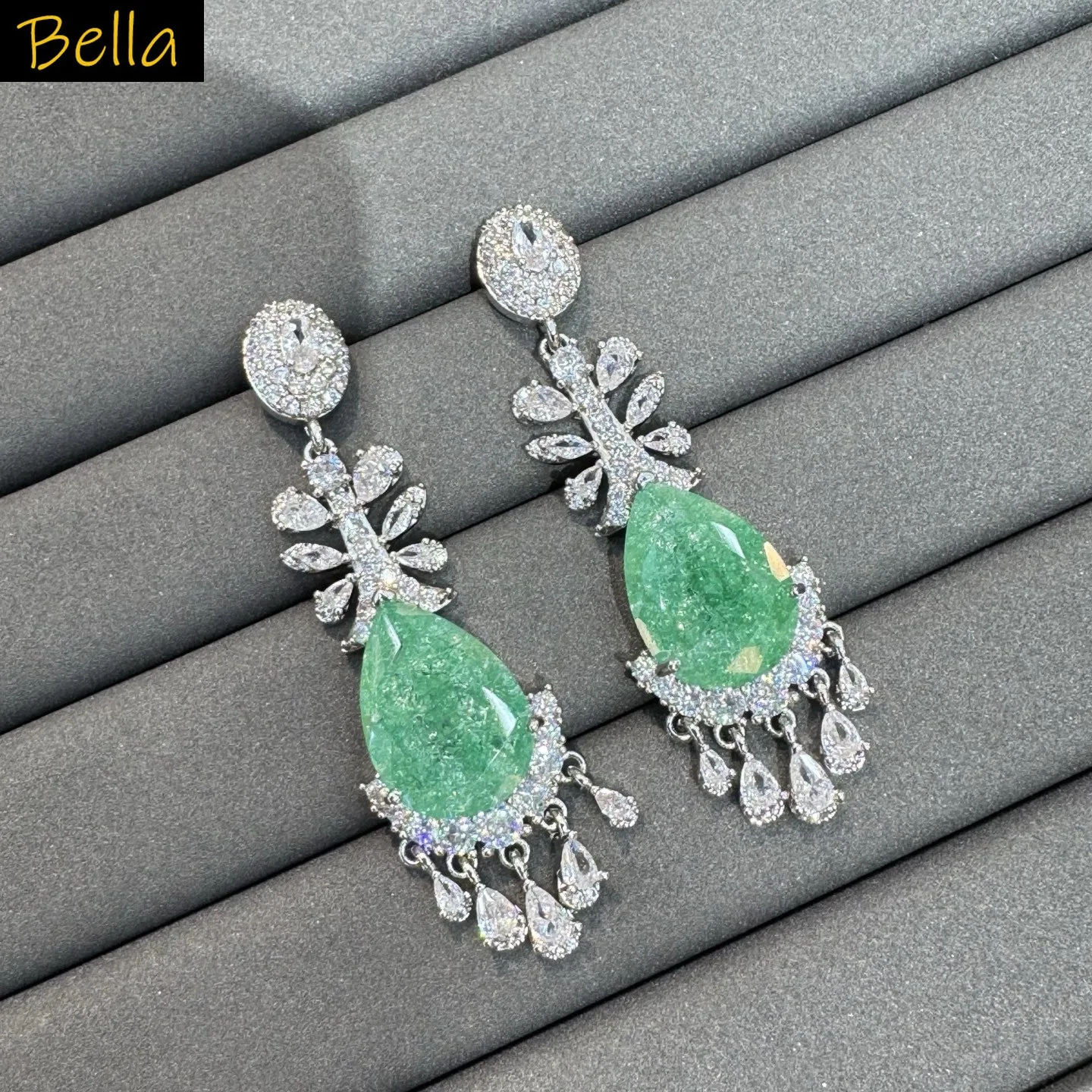 

cubic zirconia earrings for women jewelry yellow green fushia pink teardrop dangling earrings gala event party female gift