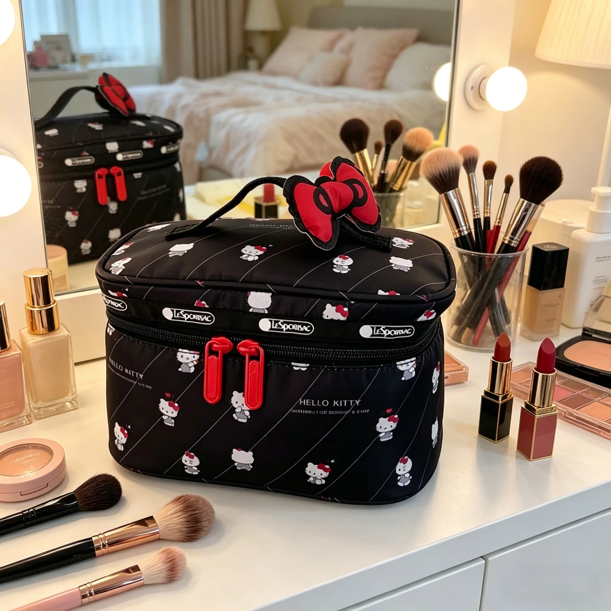 Cartoon Cute High Beauty Hello Kitty Large Capacity Handheld Makeup Bag Simple and Fresh Storage Bag Essential for Travel