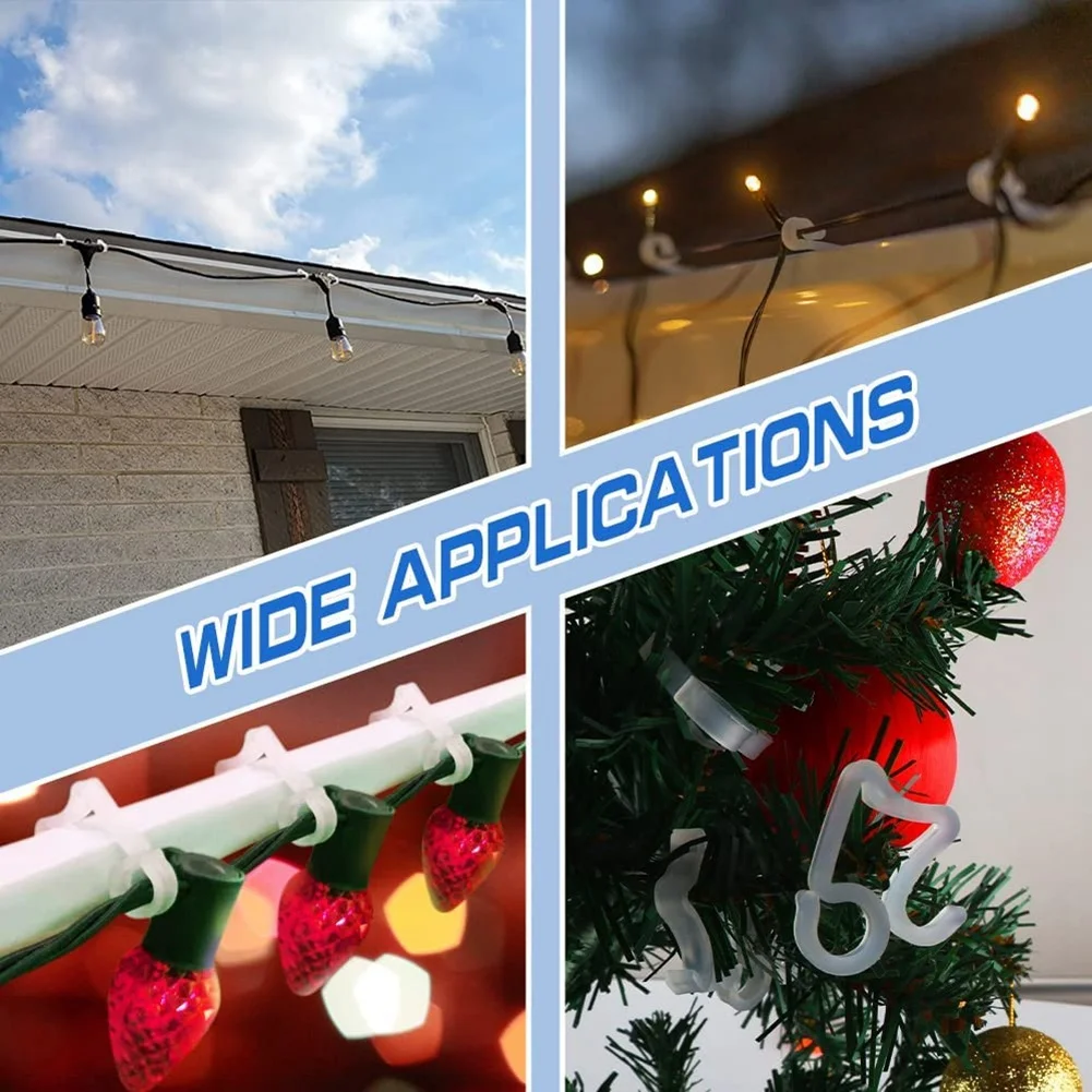 Christmas Light Clips Outdoor, 100 Pack Holiday Light Clips, for Outside String Lights Hanging Roof Icicle Lights SQ