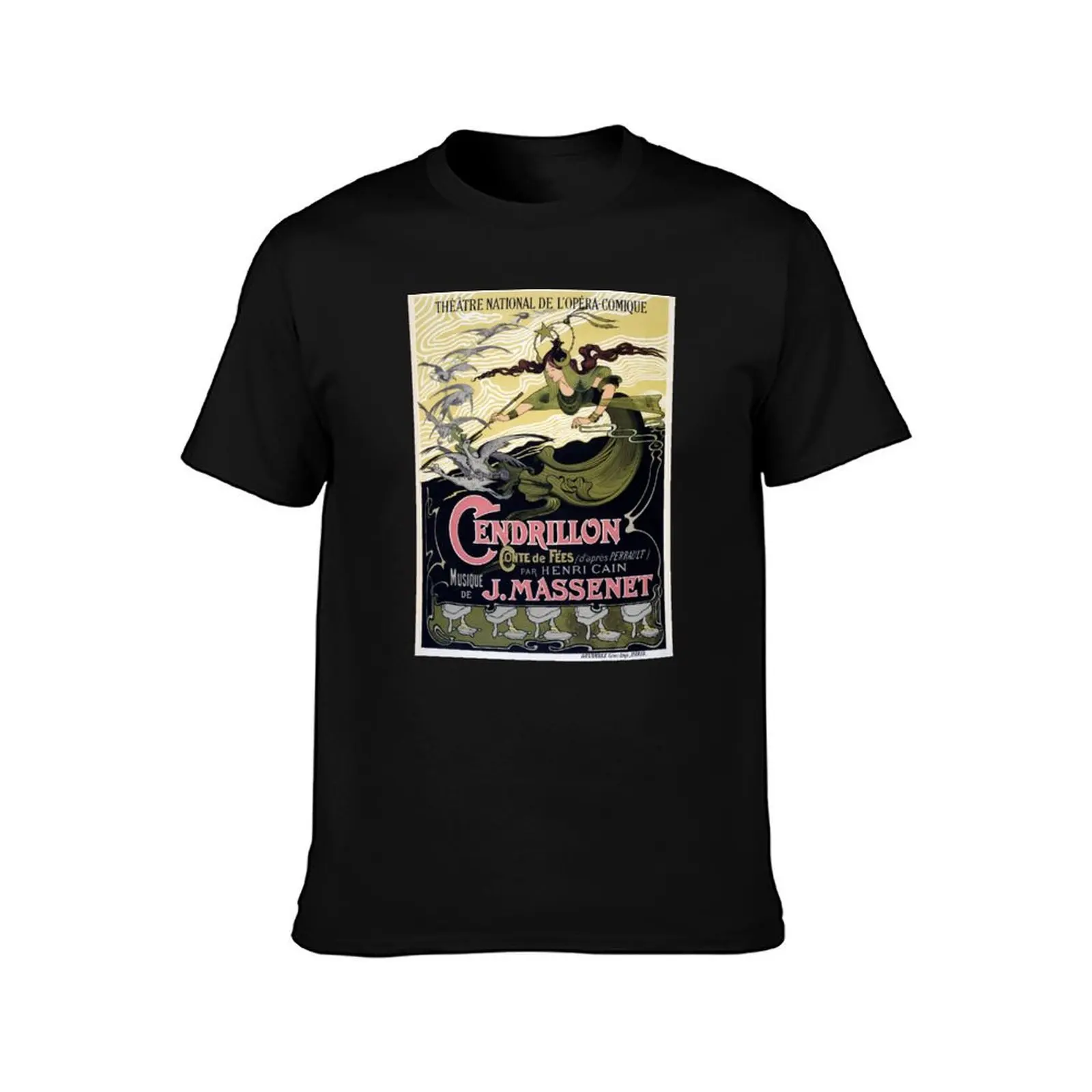 French Vintage Poster 1899 Restored T-Shirt Novelty Print Casual Tee Shirt T-Shirt