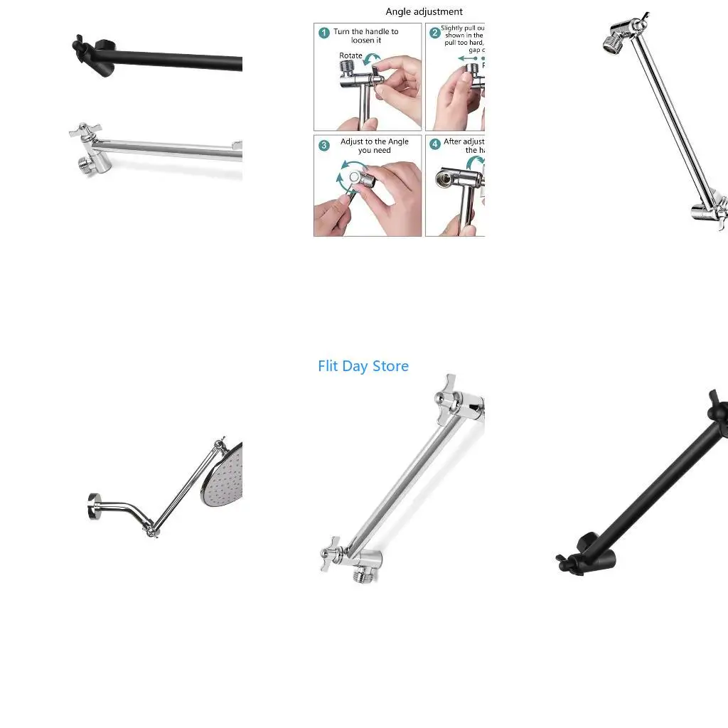 F92C Flexible Shower Arm Steel Shower Head Rod Adjustment Shower Arm Extendable Shower Arm Suitable for Different Users
