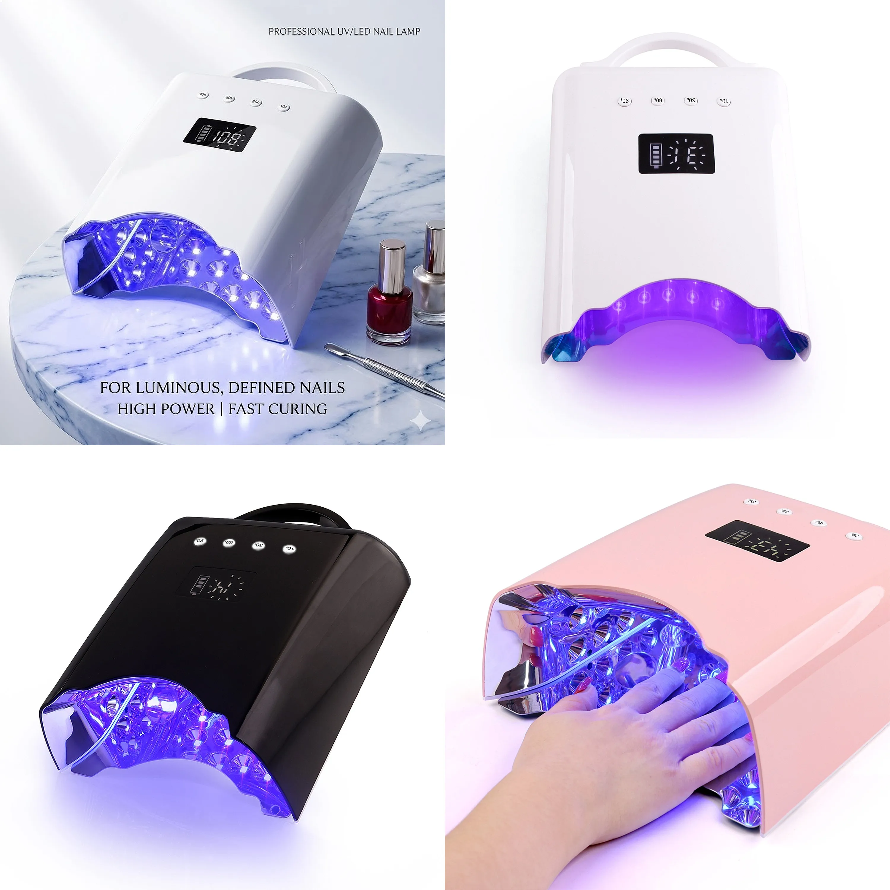 High Power 78W LED Nail Lamp Cordless Auto Sensor Pedicure UV Gel Curing Dryer 39 LEDs