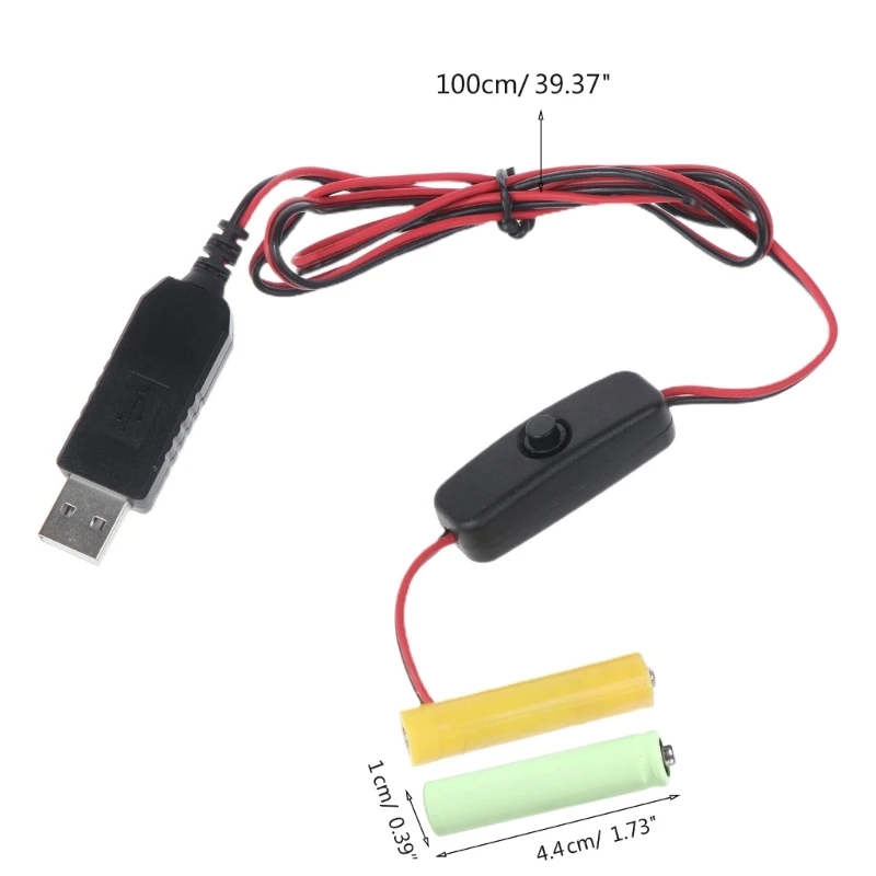 LR03 AAA Dummy Battery Eliminator USB Power Supply Cable Replace 2x1.5V Batteries Battery Eliminate Cable for LED Drop Shipping