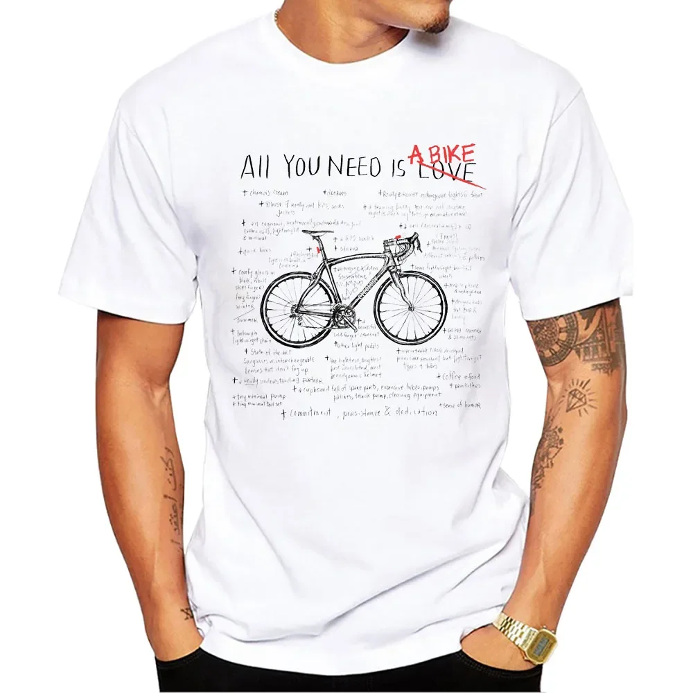 

FPACE Vintage MTB Men's T-Shirts All You Need Is A Bike Print Boy T-Shirt Short Sleeve Old Bicycle Sport Tops Bike Lovers Tee