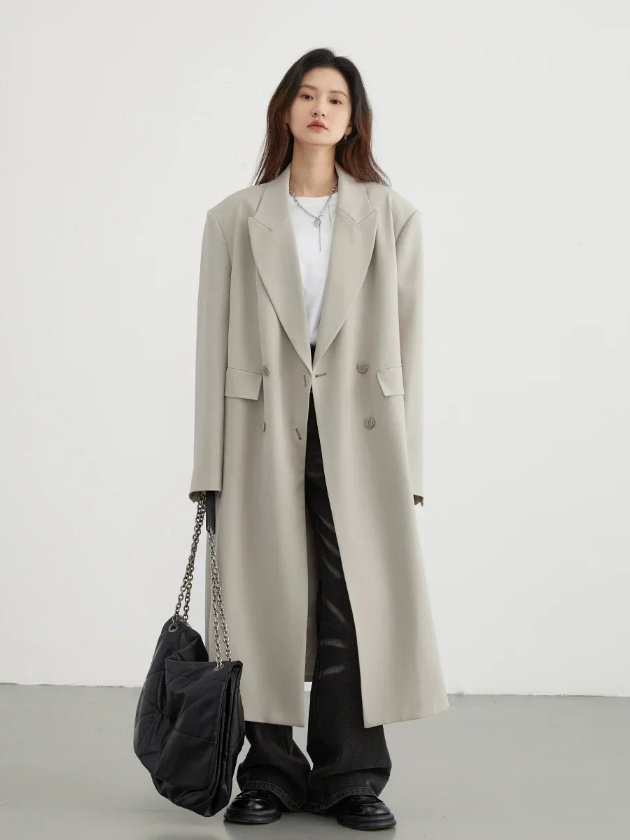 CHIC VEN Women Trench Coat Solid Loose Casual Long Overcoat Double Breasted Female Windbreak Woman Outerwears Spring Autumn 2024