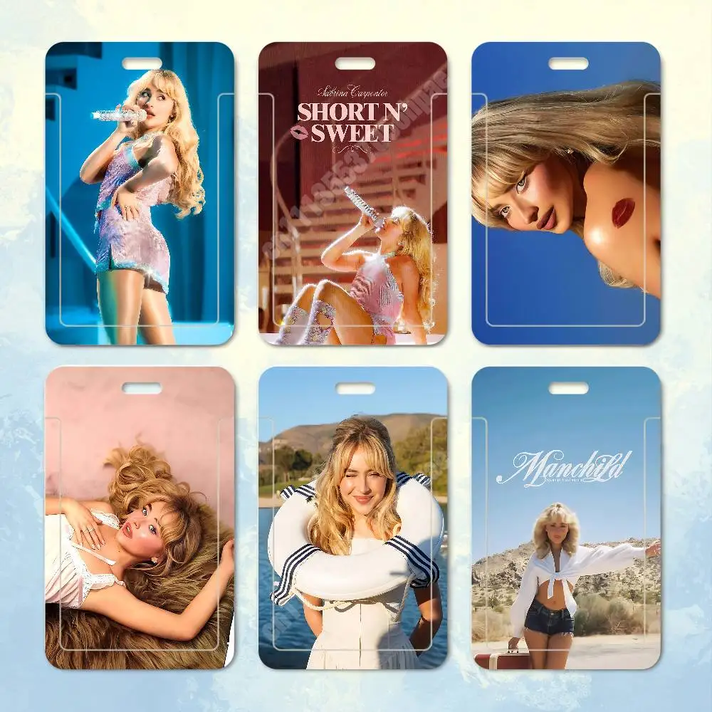 S-Sabrina C-Carpenter Short N' Sweet Plastic Card Holder Staff ID Card Clear Transparent Campus Access Name Tag