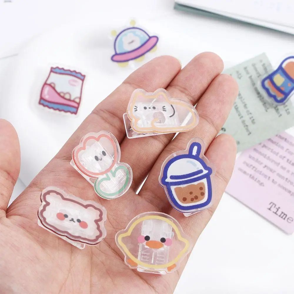 Office Supplies School Stationery Page Holder Index Clamp Cartoon Transparent Clip Snacks Sealing Clip Paper Clip Binder Clips