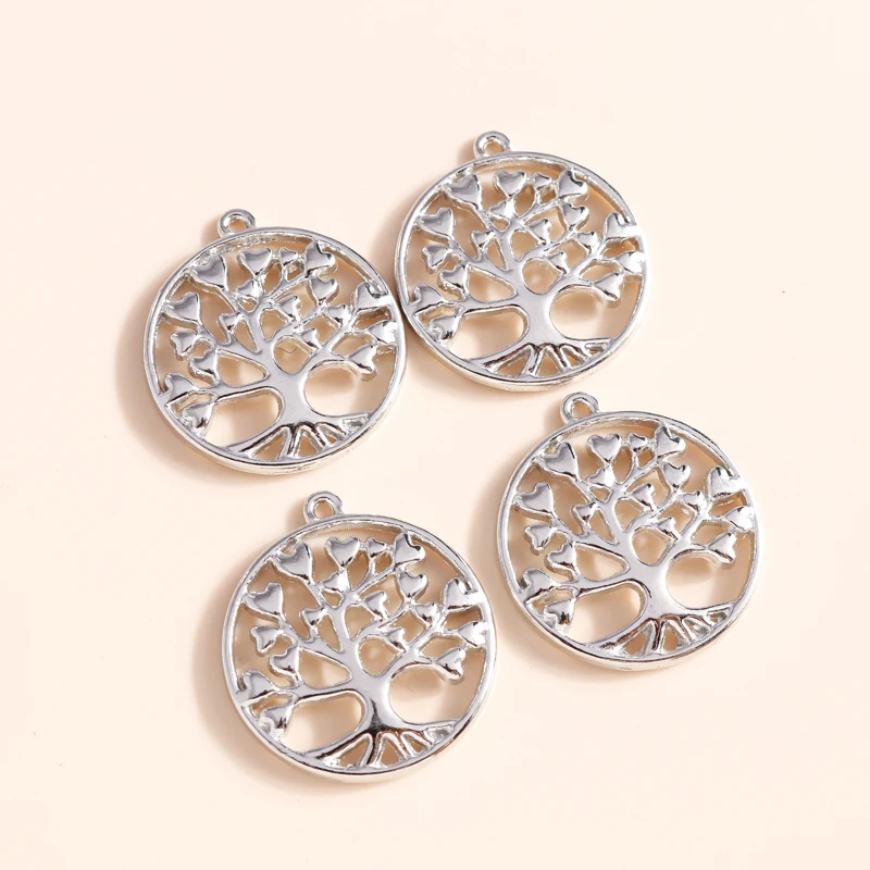 Leslie 8 Stück 24*27mm Antiksilberfarbene Lebensbaum-Anhänger für Halsketten, Armbänder, Ohrringe, DIY-Schmuckherstellung. – Detail 3