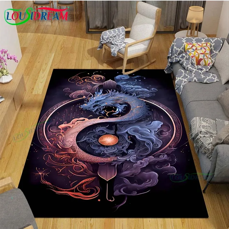 Exquisite Chinese Tai Chi Printed  Carpets Living Room Anti-Skid Area Rug Kids Bedroom Mats Yoga Mat Large Carpet Decor