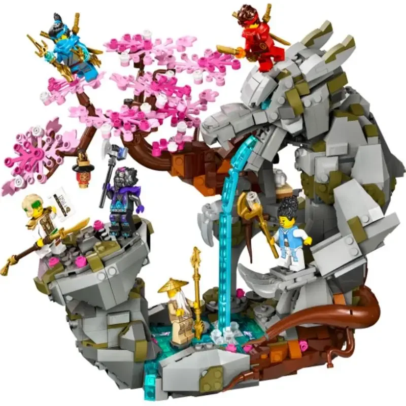 Moc Dragon Stone Shrine Model klocki do budowy zabawki pasują do 71819