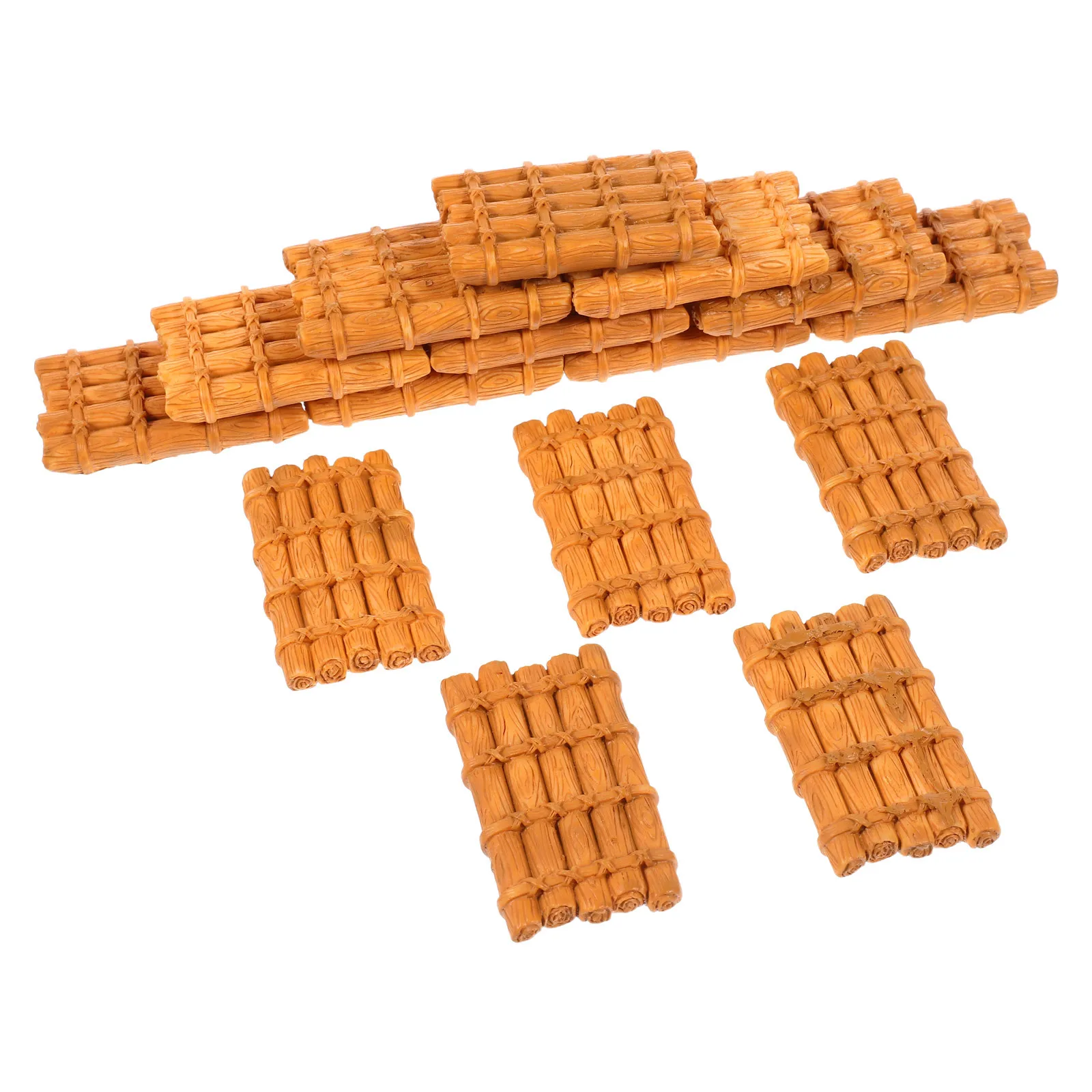 

15Pcs Miniature Bamboo Rafts Resin Sculpture Realistic Nautical Decor for Micro Landscape DIY Bonsai Garden Desktop Ornament