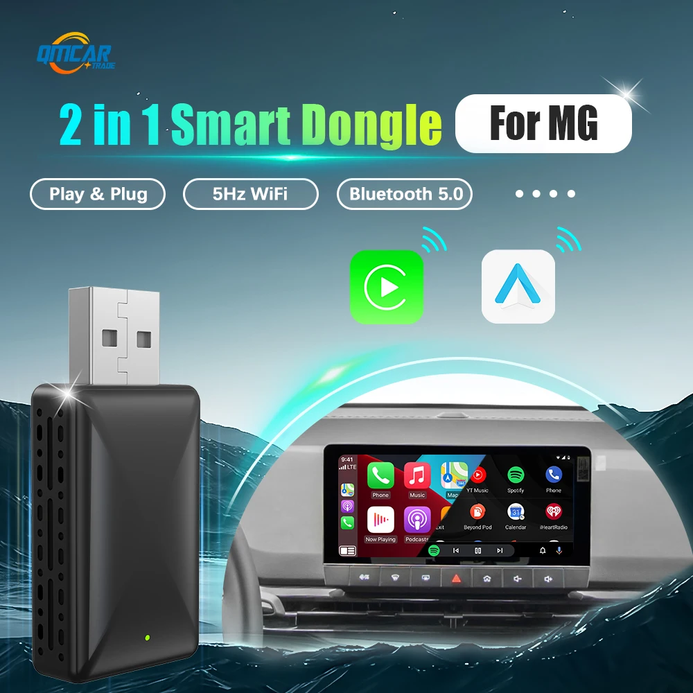 Bezprzewodowy Adapter Carplay z systemem Android 2 w1 Smart Dongle Play & Plug dla MG GT MG5 GS Hector MG Ei5 eHS MG3 MG4 Marvel R Astor