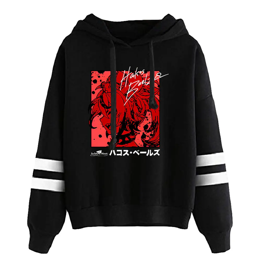 VTuber Hakos Baelz Anime Pocketless Parallel Bars Sleeve Sweatshirt Men Women's Hoodie 2023 Harajuku Streetwear Unisex Clothes