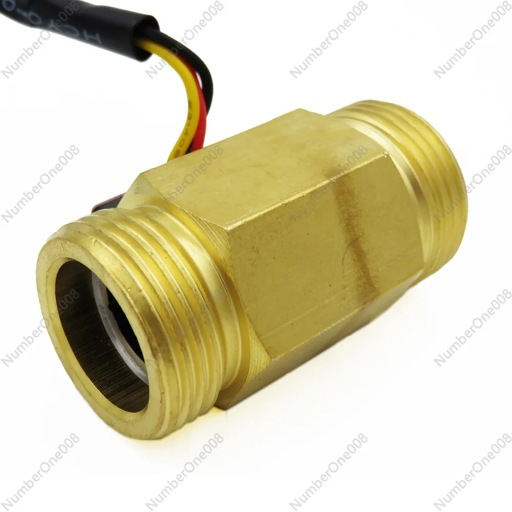 Hall Effect Water Flow Sensor Counter Indicator Flowmeter G3/4 DN20 Male Thread Brass 1-30L/min 50mm Long