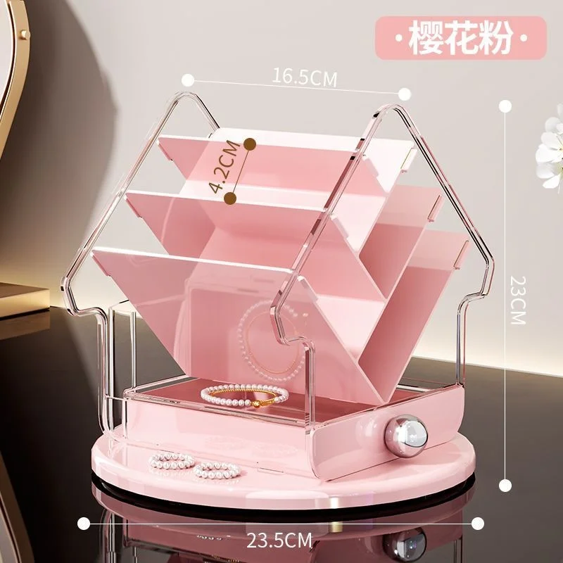 360° Rotating Acrylic Makeup Organizer Cosmetic Storage Box Desktop Vanity Lipstick Holder Skincare Rack Jewelry Display