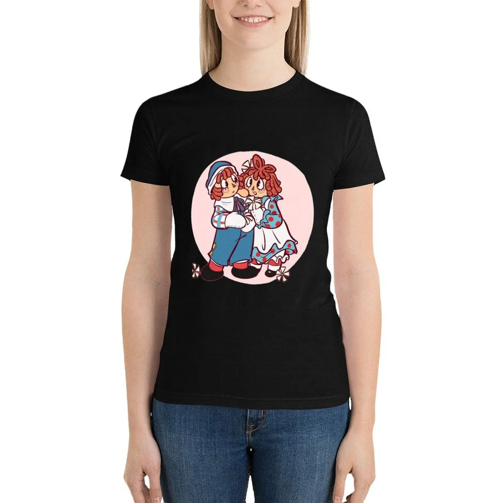 raggedy ann and raggedy andy T-Shirt aesthetic clothes summer top vintage clothes funny workout shirts for Women