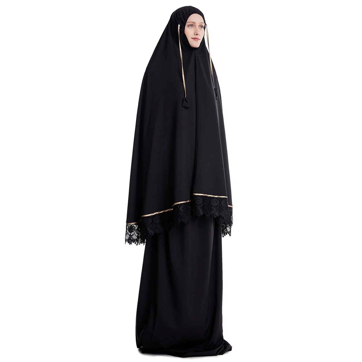 Muslim Women Burqa Dress Two-piece Suit Ethnic Lady Hijab Abaya Suit Ramadan Eid Prayer Garment