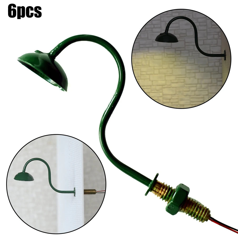 6 Pcs O Specifications LED Street Wall Lamp Model Train Spotlight Railway Lamp Post (4cm, 6 Warm Lights + 6 Resistors)