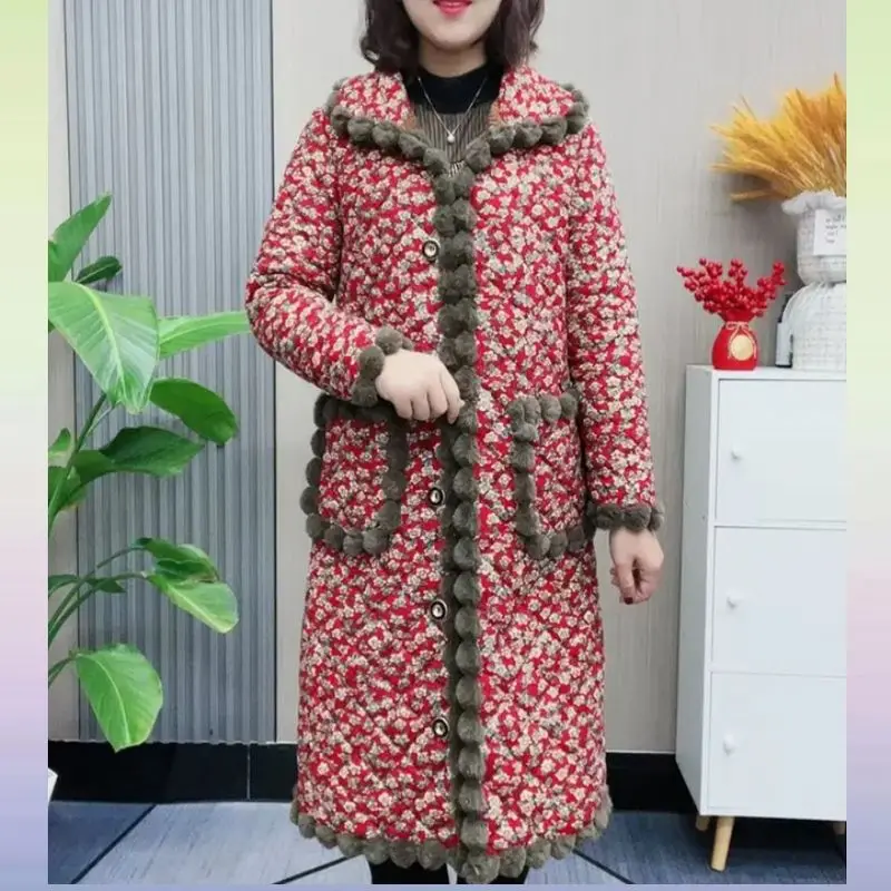 Autumn Winter Women Long Plaid Fleece Coats Fashion Vintage Female Clothing New Casual Warm Thicken Loose Long Sleeve Jackets