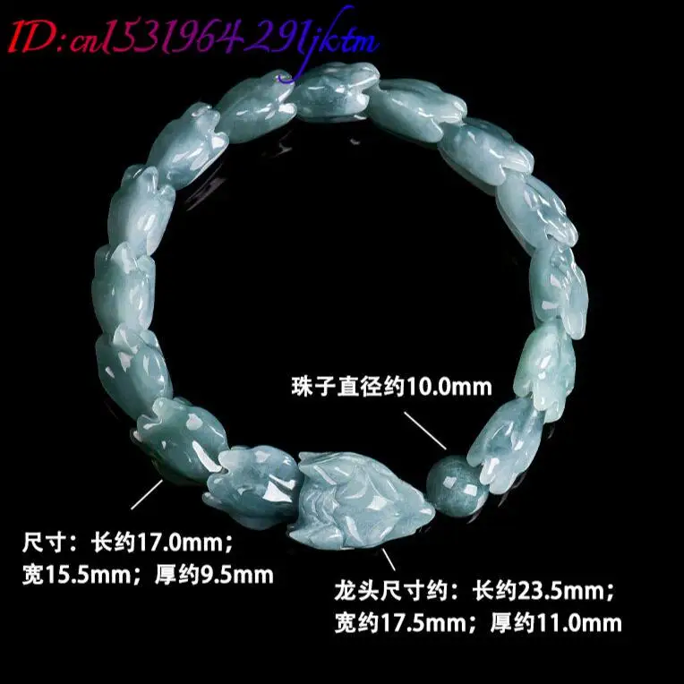 Blue Burmese Jadeite Dragon Bracelet Carved Gemstone Bangle Talismans Real Jewelry Natural Burmese Jade Gifts for Women view 4