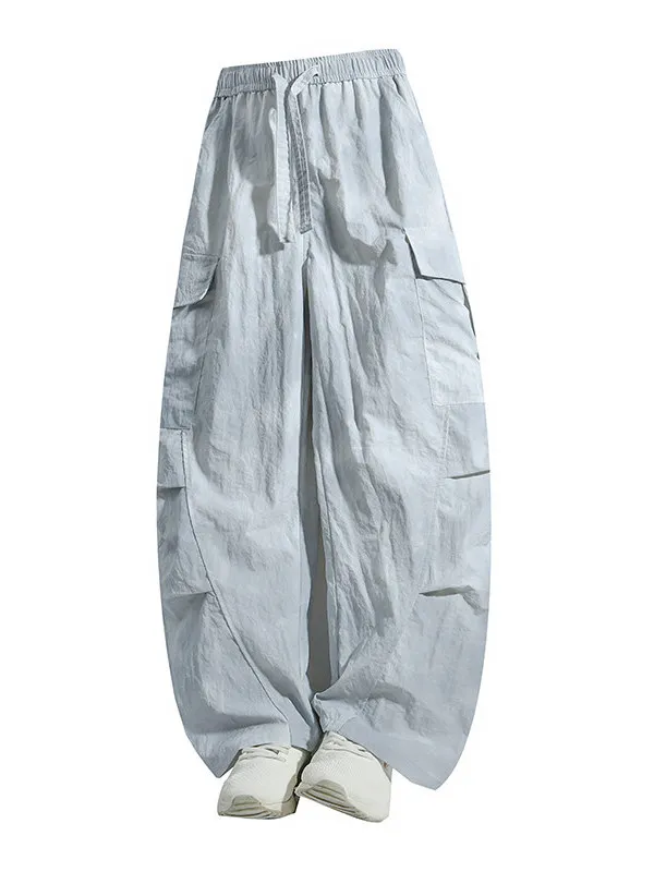 

Spring 2026 Men's Casual Straight Leg Pants Multi-ket Youth Workwear Trousers Comfortable Loose Fit Polyester Fiber