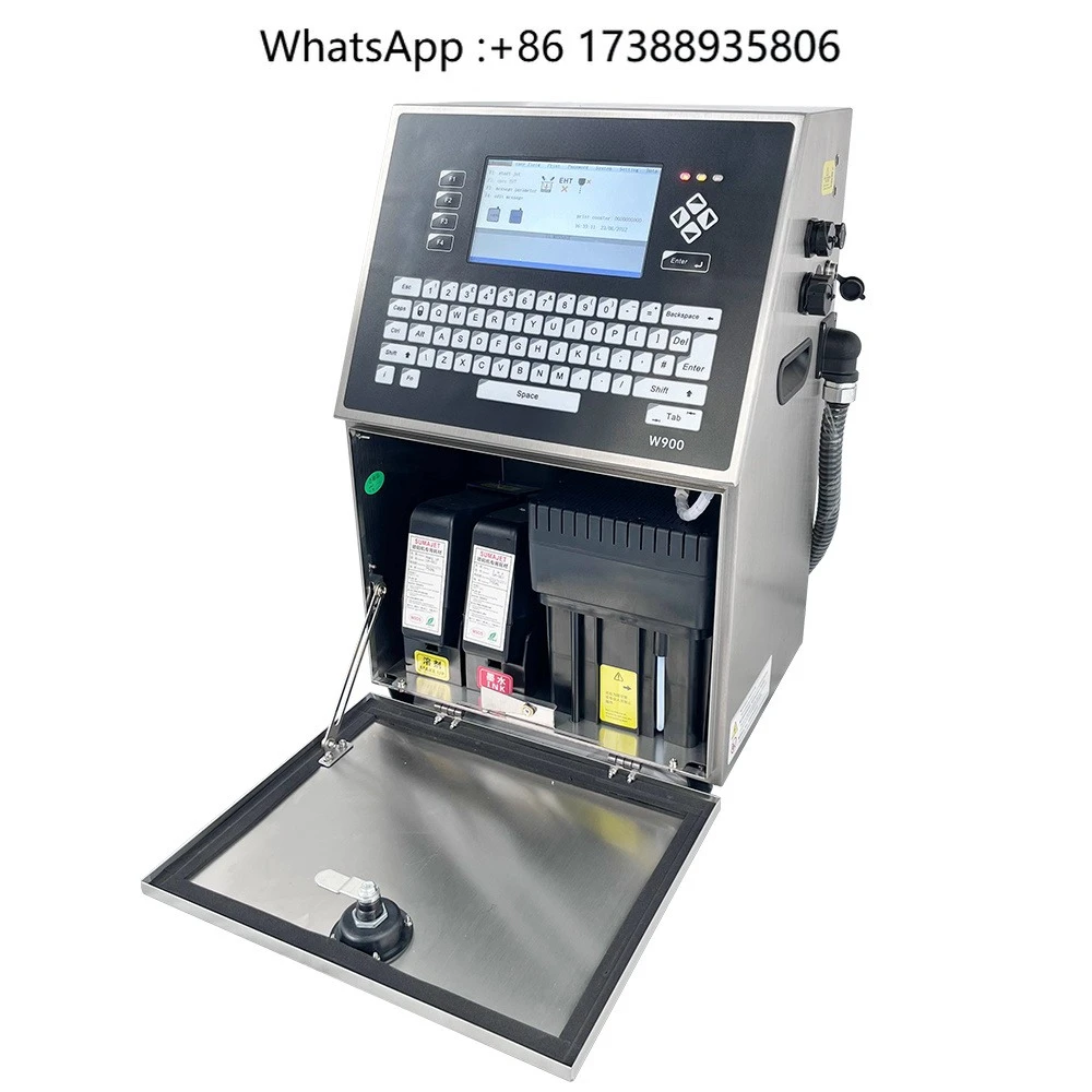 Industrial White Automatic Control Date Batch Code Glass Metal Plastic PE PVC Paper Wood Rubber Inkjet Printer