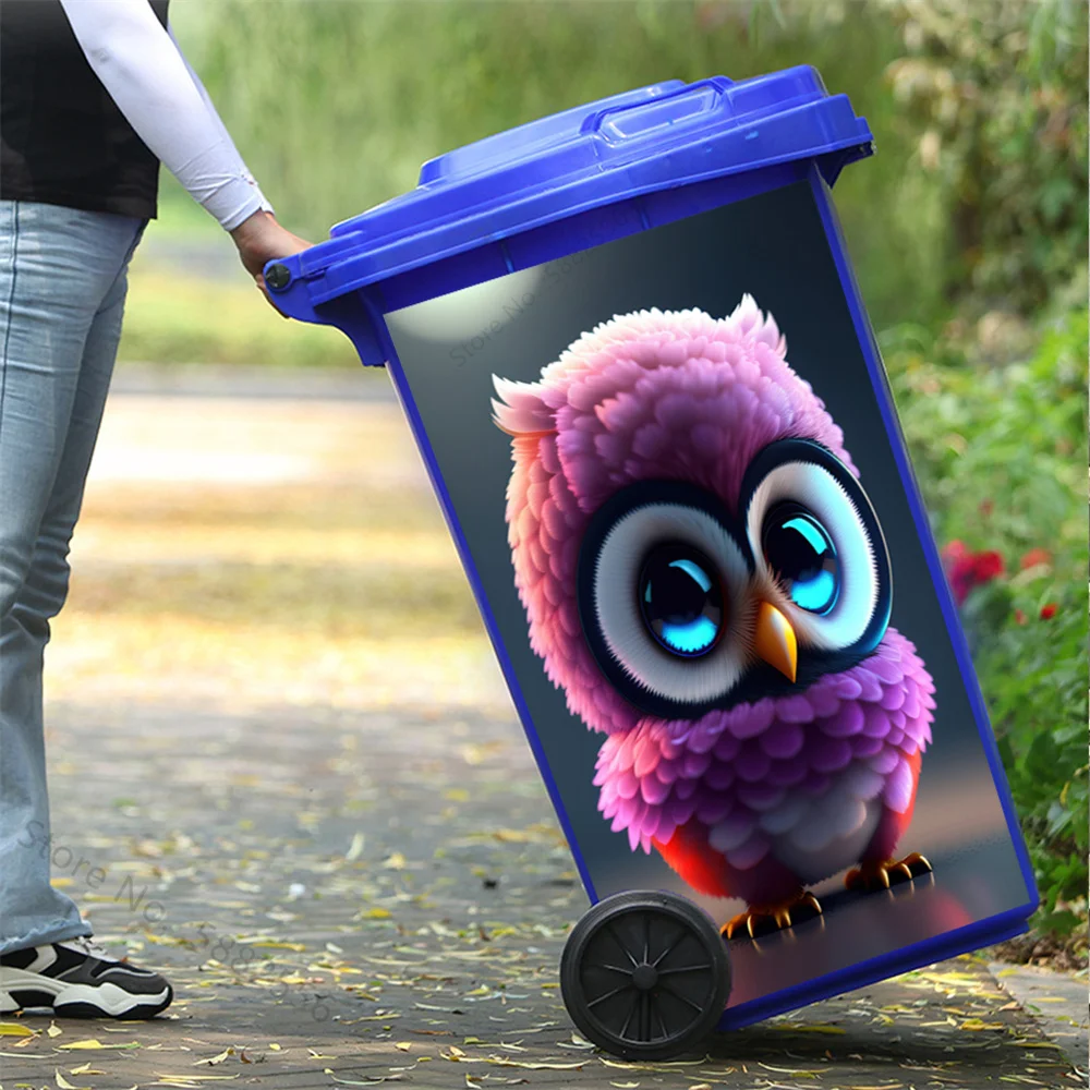 Animal Outdoor Garden Decorative Wheelie Bin Personalize Self-adhesive Stickers Trash Can Renovation Cover Mural Decal Tiger Cat