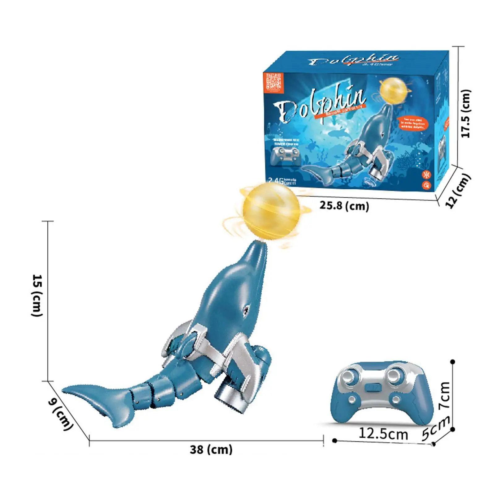 Remote Control Dolphin Toy RC Boat Toy Sensory Toy,Submersible Toy with Light