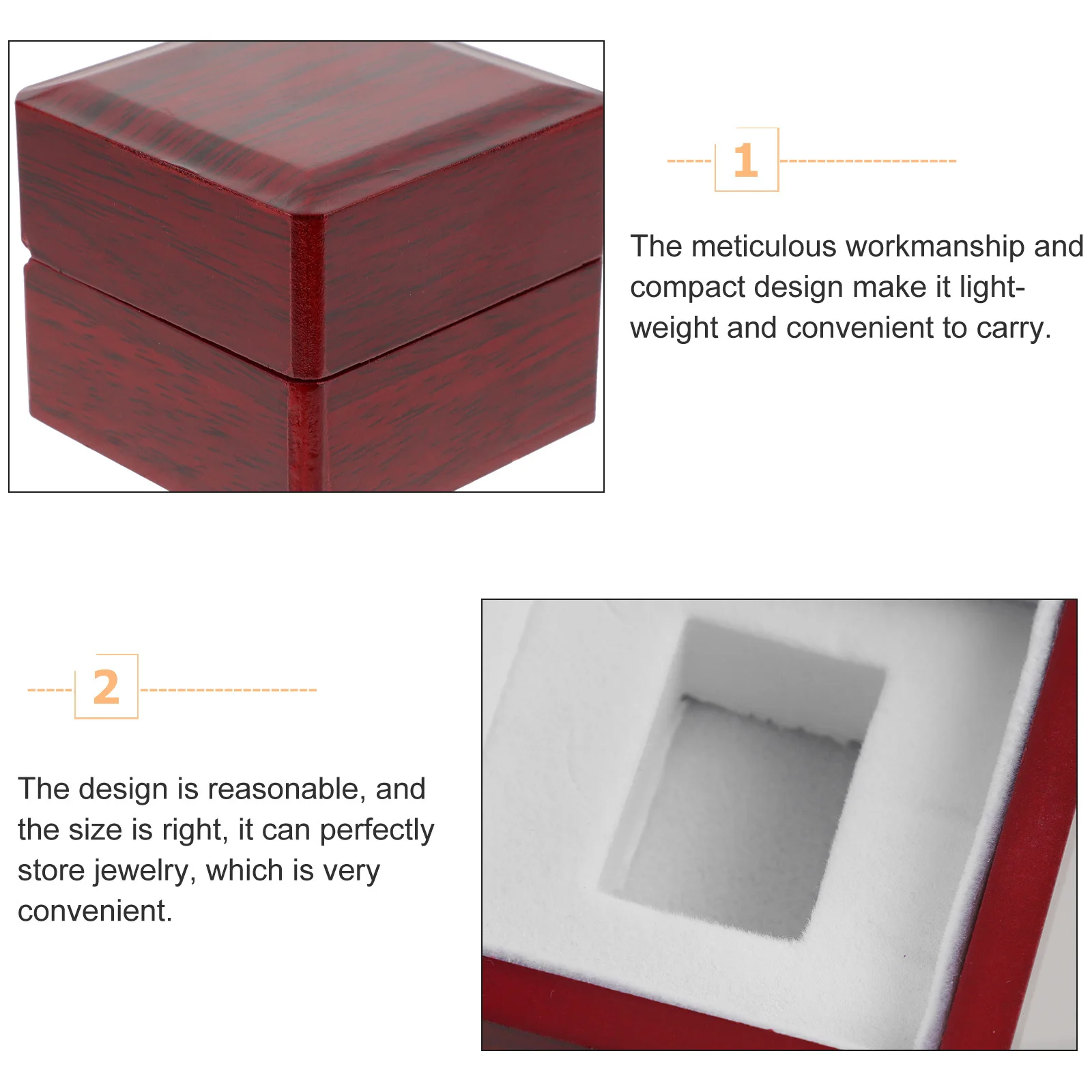 

Ring Wooden Box Creative Display Case Compact Portable Storage for Wedding Engagement Proposal Jewelry Organizer