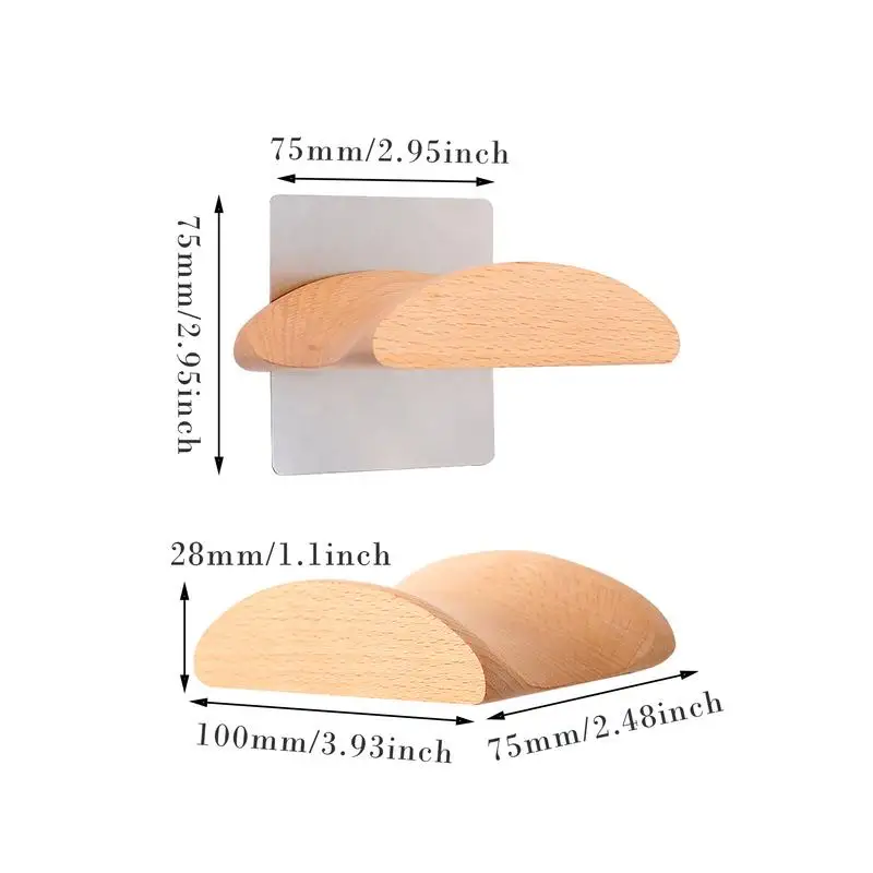 Universal Headphone Wall Mount Simple Hook Wood Headset Hanger Stand Headphone Holder Display Headphone Hanger