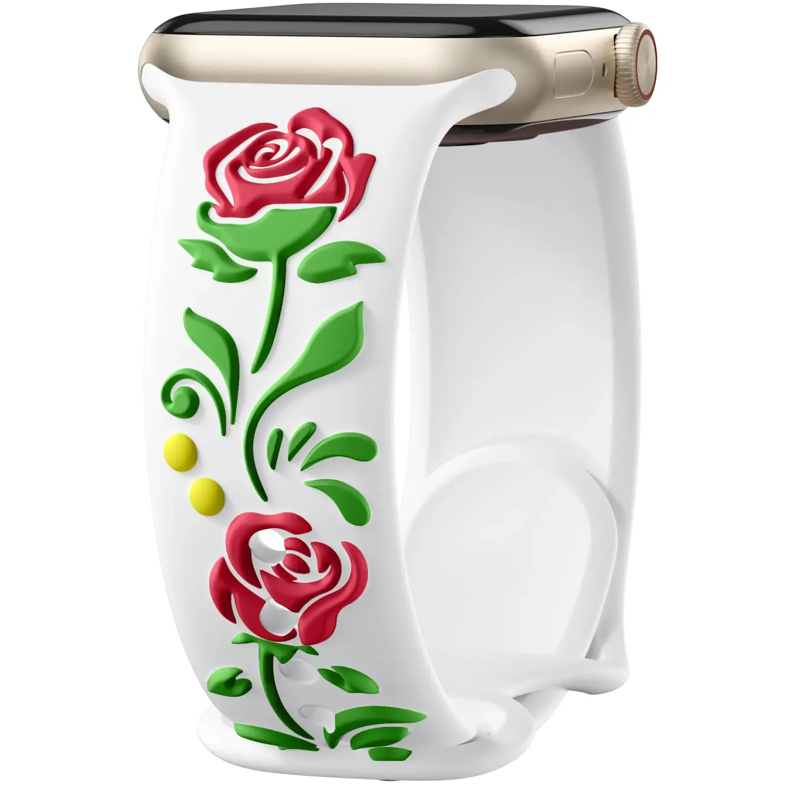 Silikonowy pasek Fashion Rose do Apple Watch damski, pasujący do serii 11/10/9/8/7/6/5/4/3, rozmiary 38mm 40mm 41mm 42mm 44mm 45mm 46mm 49mm