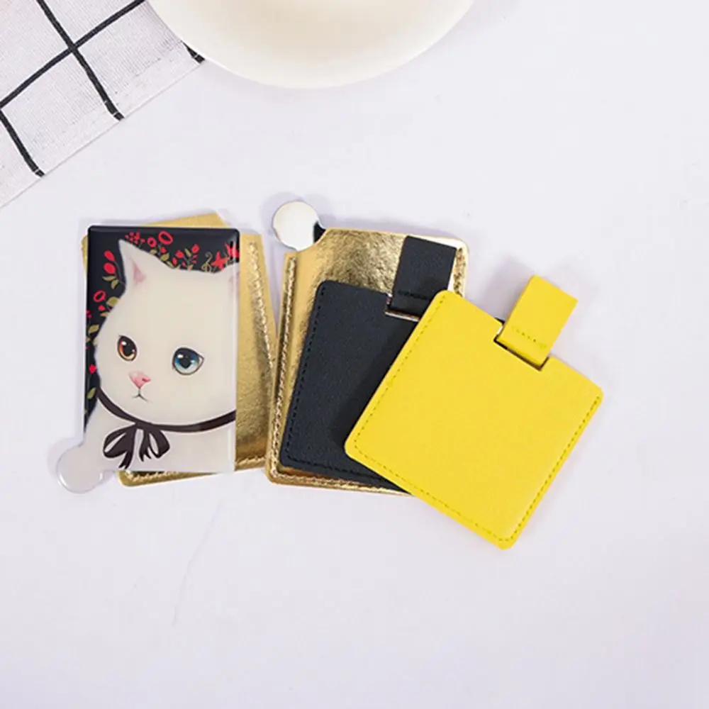 Geschenk für ihre Frauen und Mädchen, PU-Schutzhülle, kompakter Taschenspiegel, Kosmetikspiegel, Schminkspiegel, Edelstahlspiegel