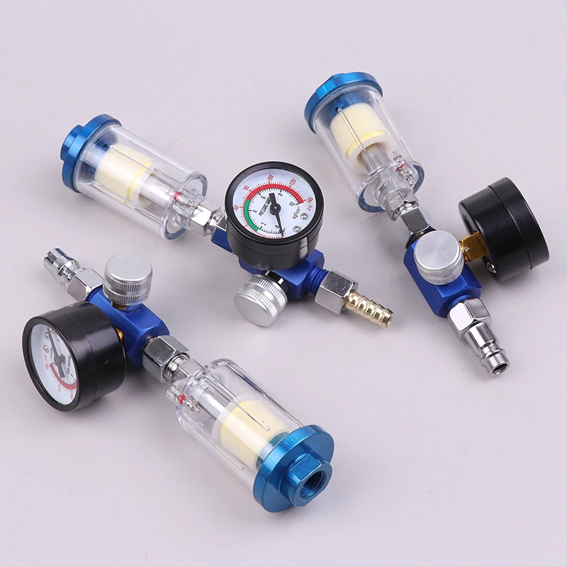 Imagem -02 - Azul & Clear Pistola Regulador de ar Calibre em Linha Óleo Água Armadilha Filtro Separador jp ue Eua Adaptador Ferramentas Pneumáticas para Aerógrafo