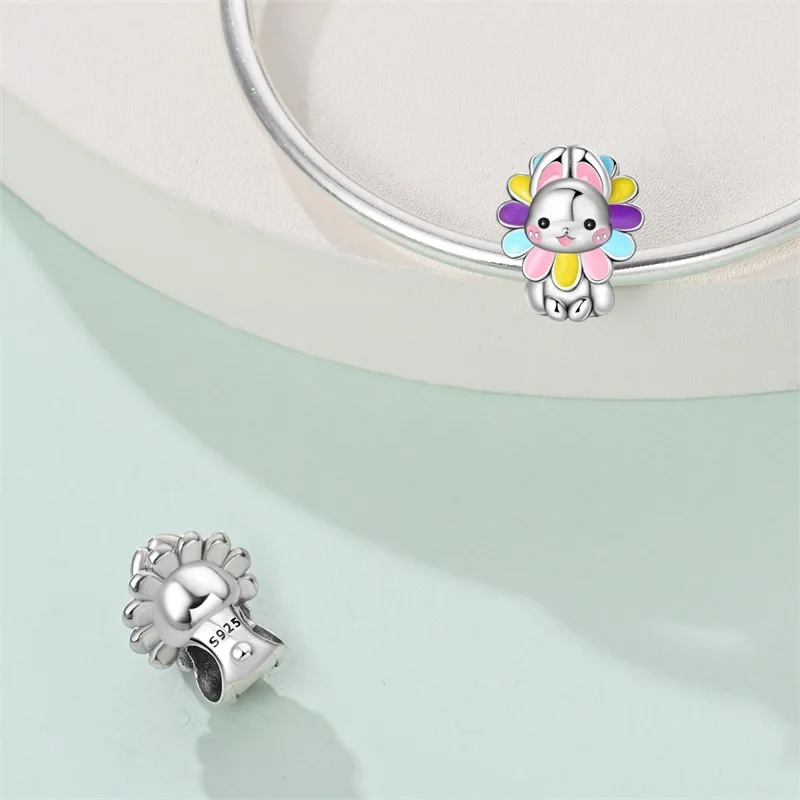 

925 Sterling Silver Rabbit Garland Charms Beads Fit 3mm Original Bracelet DIY Women Exquisite Wedding Anniversary Jewelry Gifts