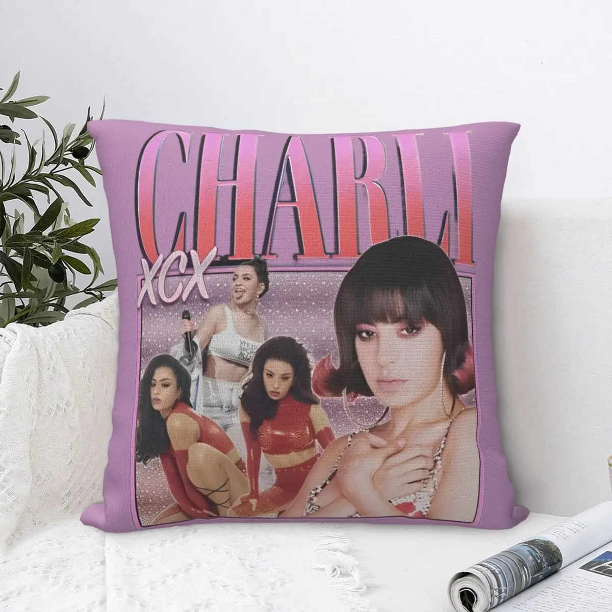 English Singer Brat Square Pillow Case Charli Xcx Cushion Cover Custom Zipper Decor Throw Pillow Case Cover for Home 40*40cm