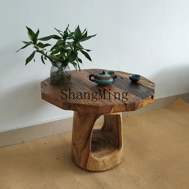 CL  wind coffee table solid wood balcony Zen tea table  creative living room sofa side few old elm
