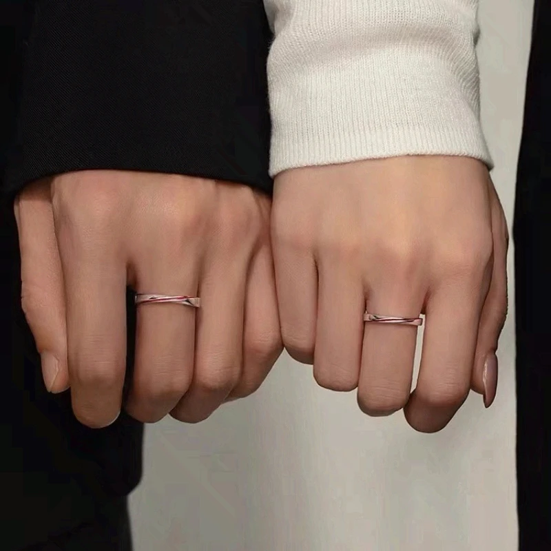 1 Pair Moon Elder Red Thread Möbius Couple Rings for Men Women Open-Ended Index Finger Valentine's Day All-Match Daily Wear