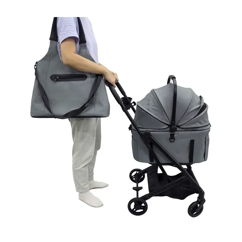 Pet Stroller Aluminum Frame One-Click Adjustable Comfortable One-Hand Folding Compact Travel For Dogs Cats