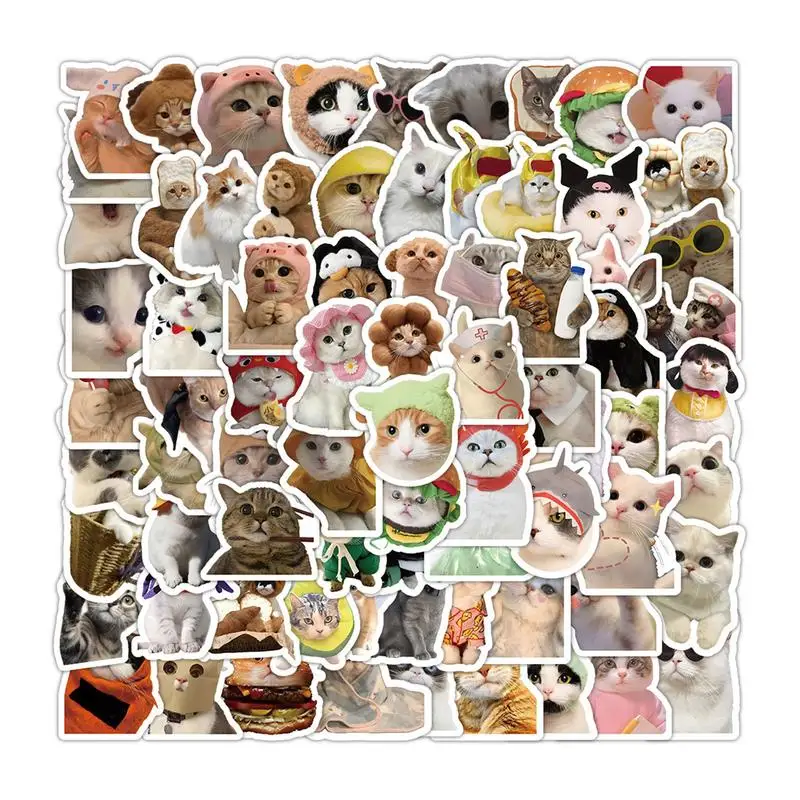 100pcs Funny Cat Dog Meme Stickers Decal DI Y Scrapbook Suitcase Skateboard Laptop Graffiti Cute Animal Stickers Toy