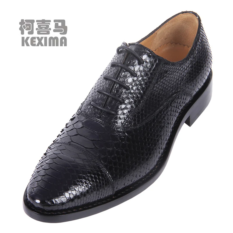 

hulangzhishi new arrival Python skin Men formal shoes Pure manual snake Leather shoes low heel lace-up men dress shoes