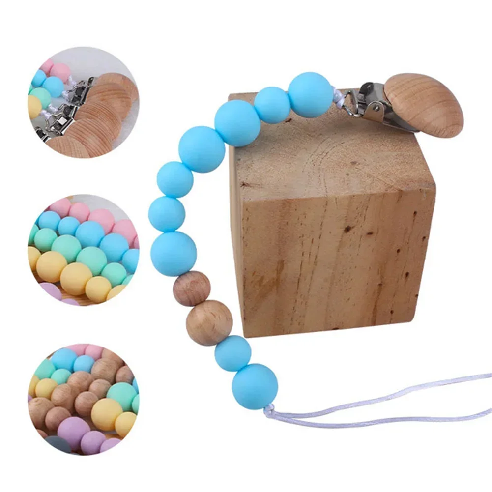 

Baby Safe Wooden Pacifier Clip Beech Teething Toy AntiLost Dummy Holder Natural Chew Toy for Newborns Infants