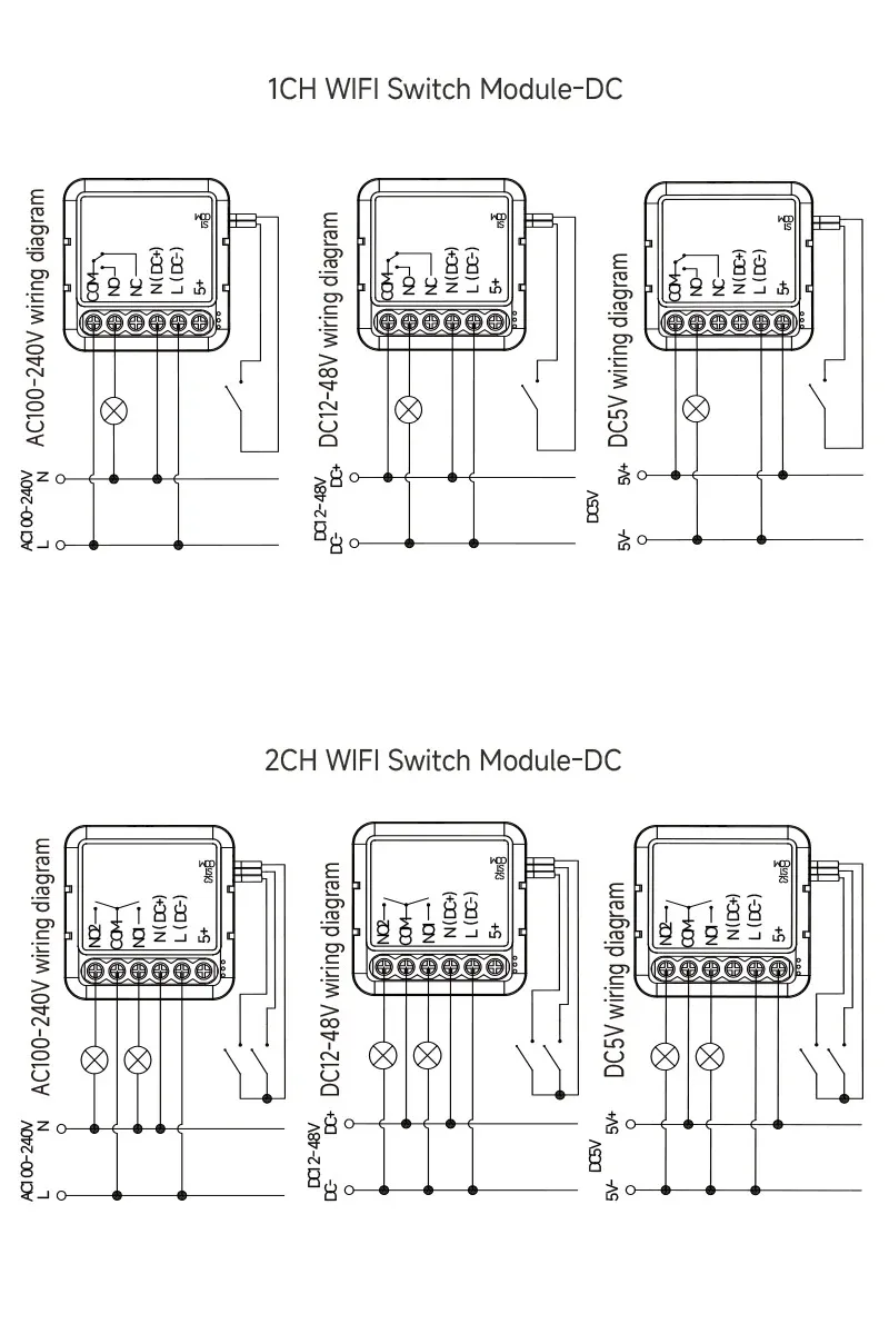 Модуль сухого переключателя Tuya Wi-Fi, контакт переключателя Zigbee 5A, универсальное реле выключателя постоянного тока 12/48 В переменного тока 100-240 В, совместимое с Alexa Google