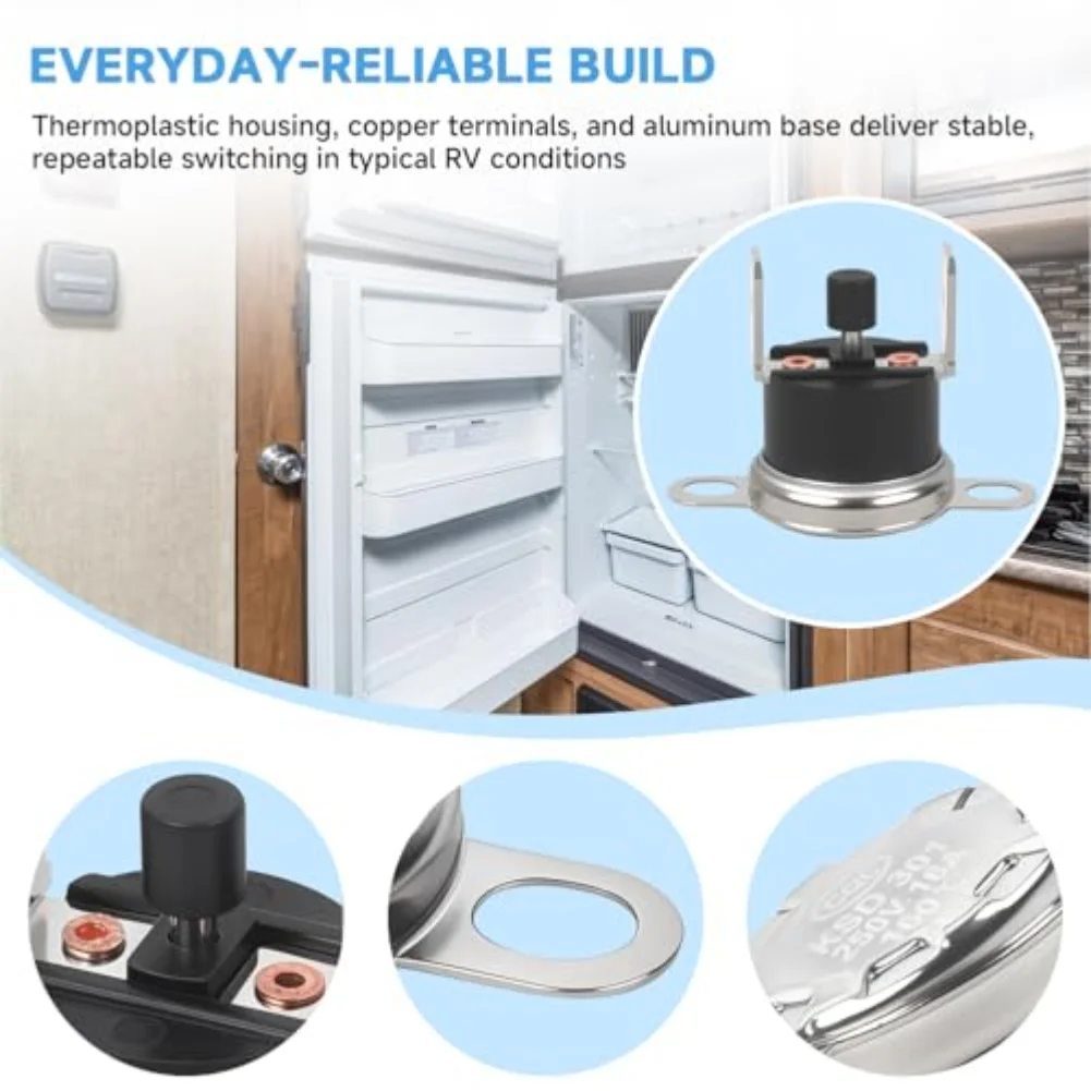 For Dometic DM2652 Thermal Fuse 31.1mm*21.3mm Simple DIY Installation Aluminum Alloy Construction Thermoplastic Components