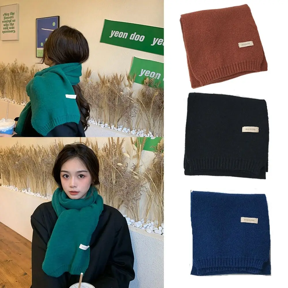 Solid Color Neck Warmer Knitting Wool Scarf Snap Fastener Thickening Windproof Warm Neck Cover Ski Motorcycle Scarf