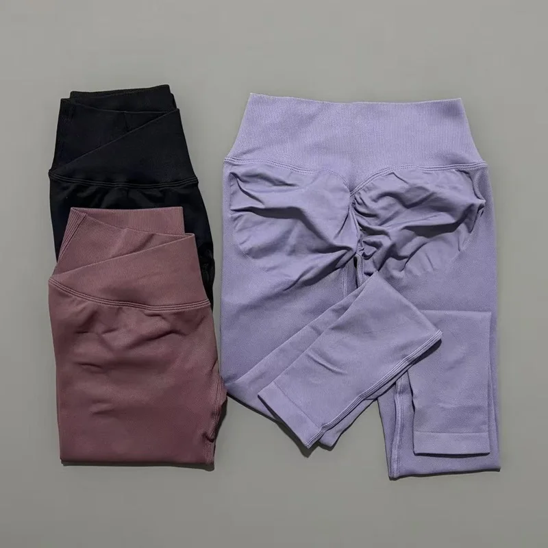 Vision Leggings V Cross Waist Women Tights Seamless Scrunch High Elastic Fitness Yoga Pilates Gym Workout Running Sports Pants